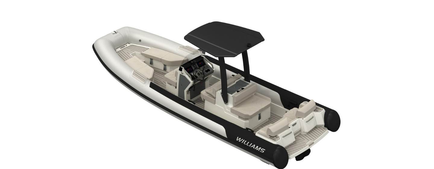 Computerised illustration of Williams Jet Tenders Evojet 70 boat design.