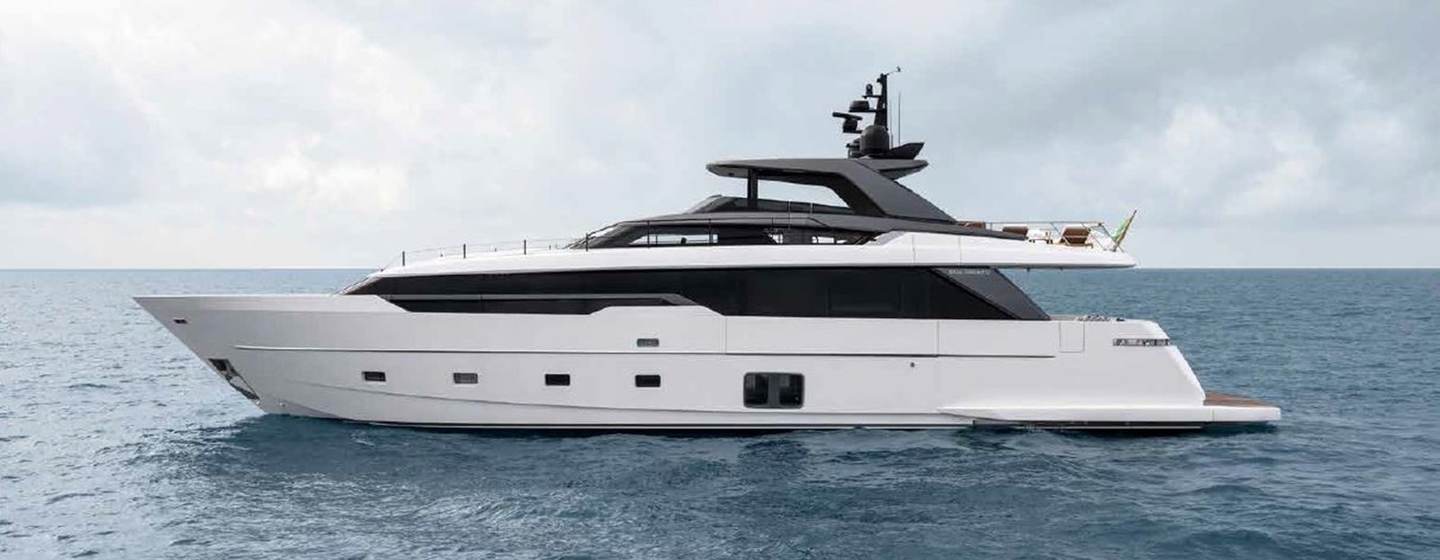 Sanlorenzo motor yacht Saam II at anchor side view 