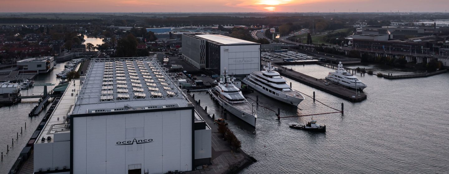 Aerial view of Oceanco shipyard in the Netherlands