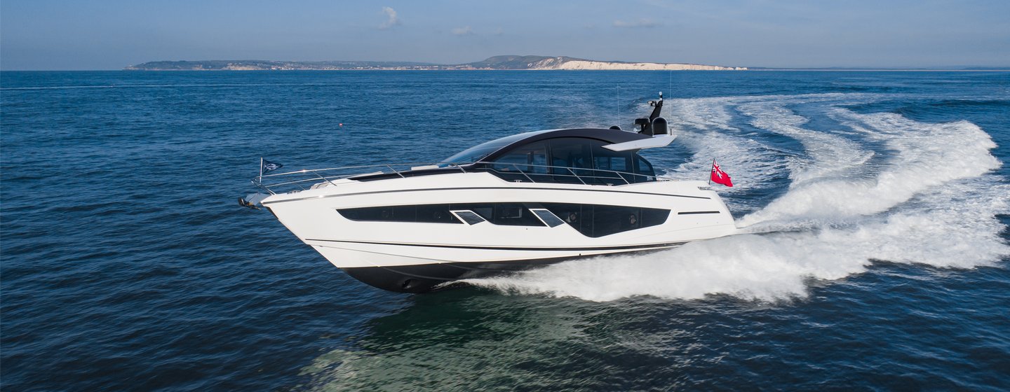 Rendering of Sunseeker Predator 65 moving at speed on water