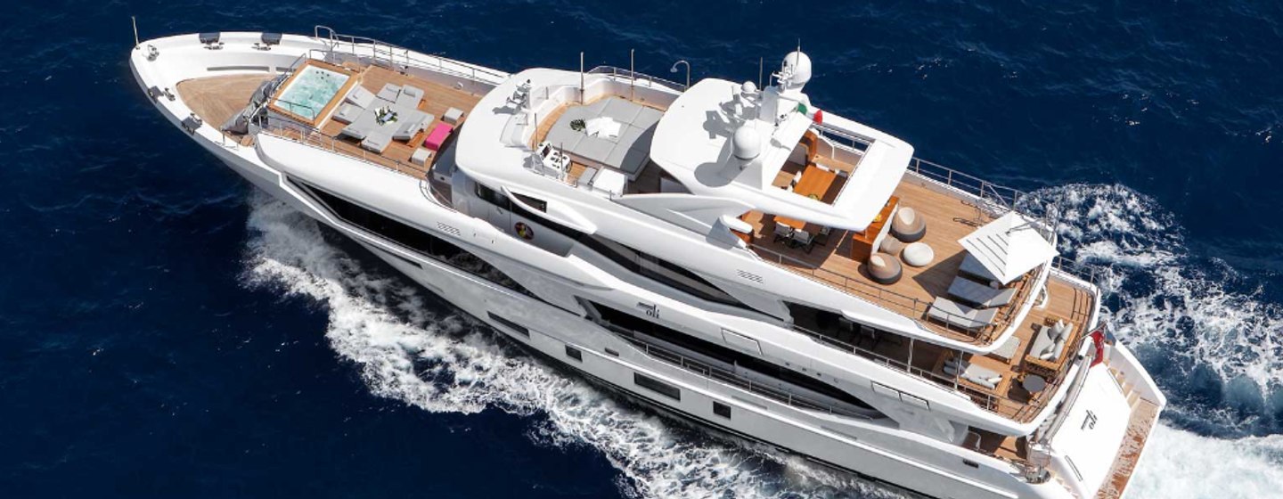 An aerial view of the Benetti Mediterraneo 116