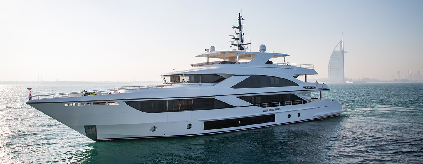 The Majesty 140 from Gulf Craft whilst underway