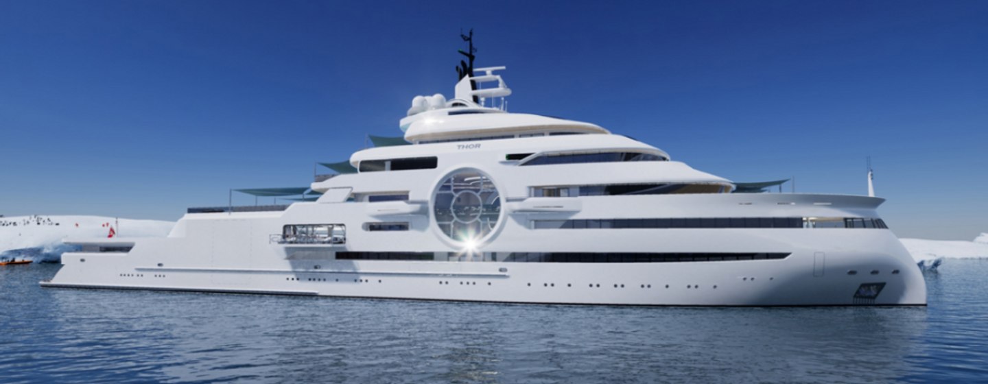 Thor Explore explorer yacht underway, surrounded by sea 