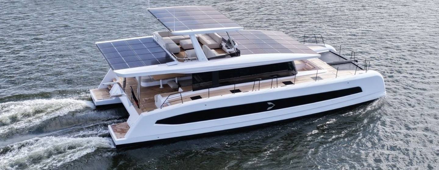 Pioneer PY60 Solar-Electric Catamaran under way on sea trials 
