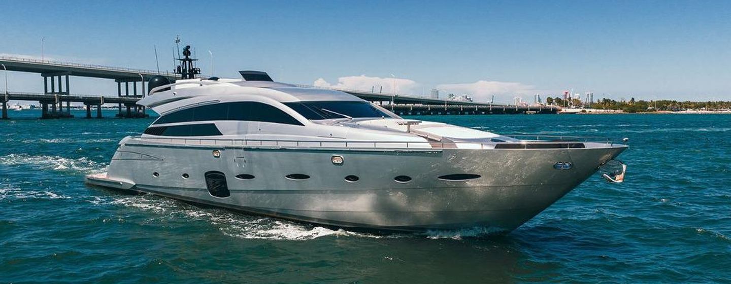 Pershing motor yacht Cersei underway side view 