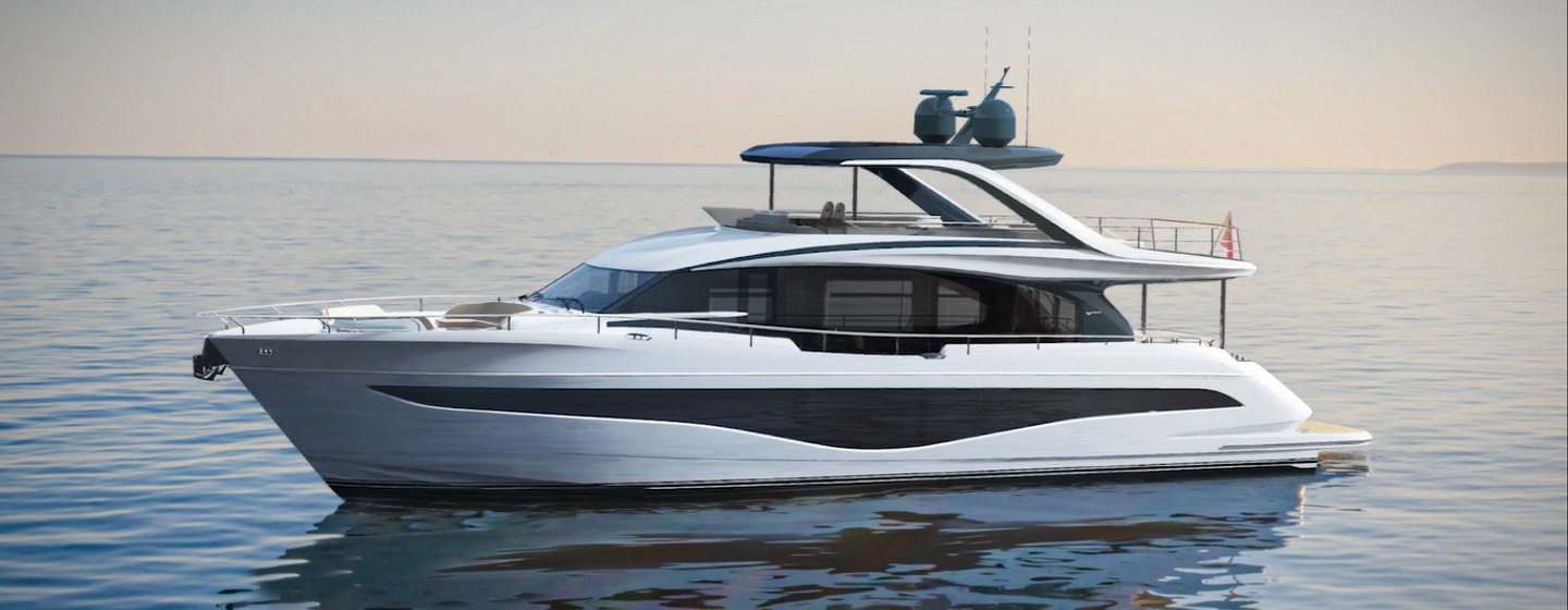 Rendering of Princess Y80, surrounded by sea.