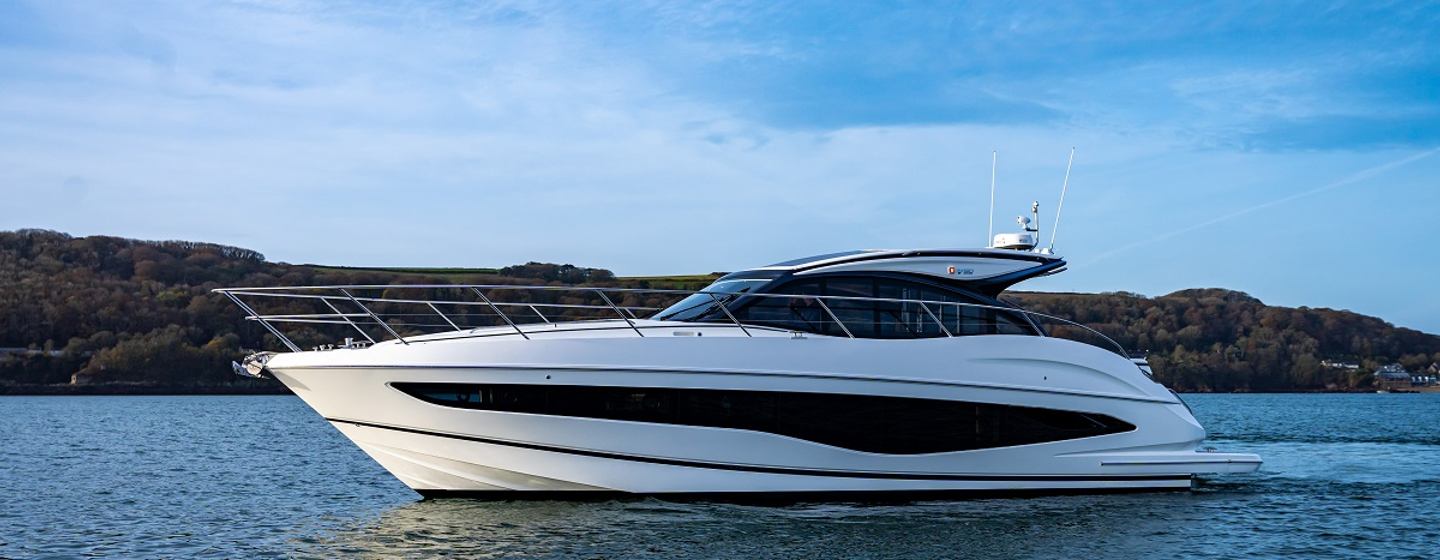Princess V50 motor yacht at anchor side profile