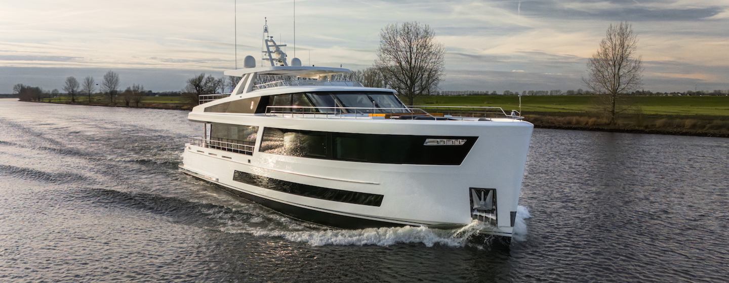 36m Van der Valk Jangada superyacht under way on sea trials 