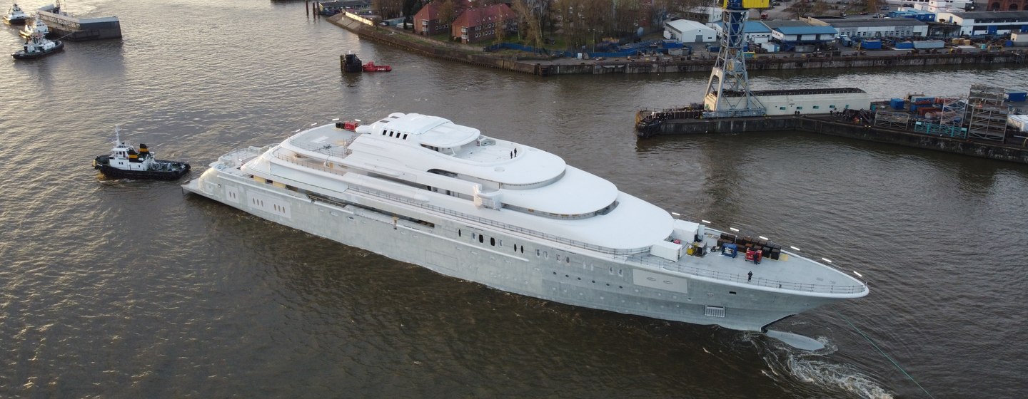 Lurssen 146m superyacht Project Opera being launched in Hamburg