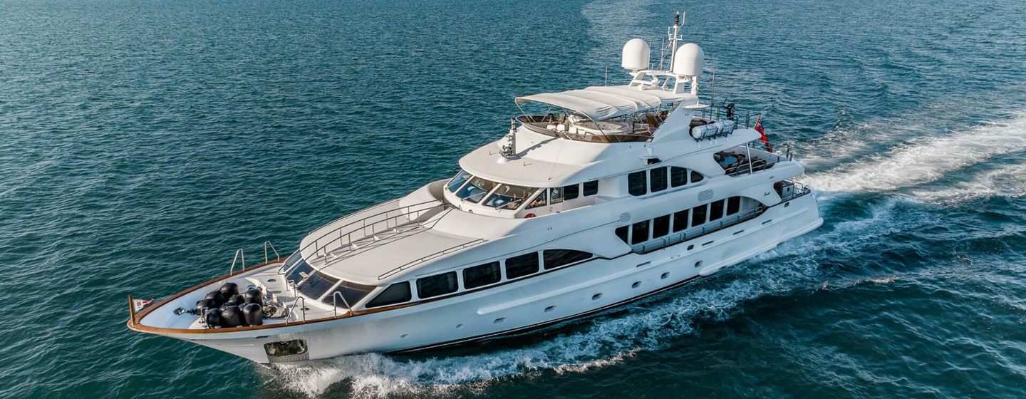 Benetti motor yacht Bunty underway side view 