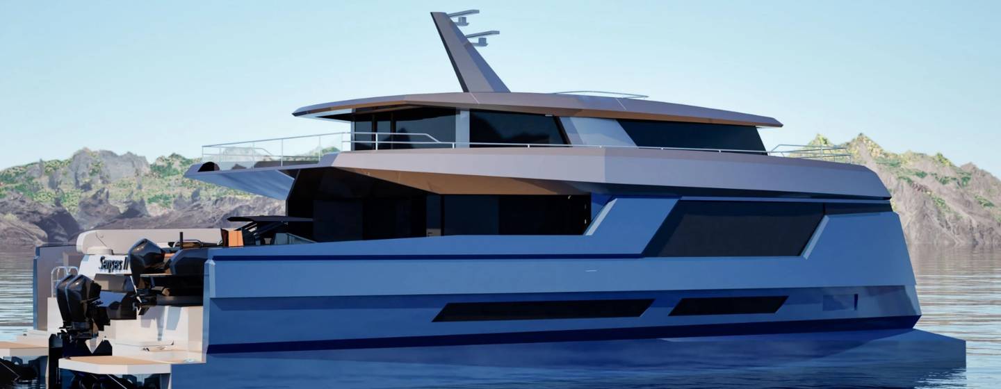  Silver Yachts Project H780 catamaran at anchor rendering  