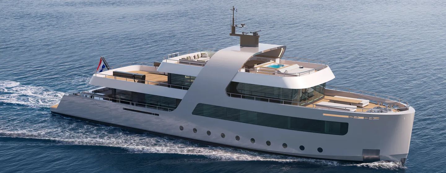 Rendering of Superyacht Sea Rover under way 