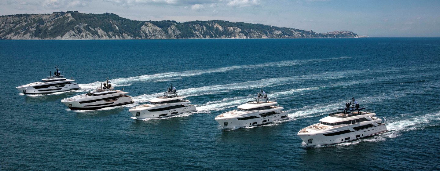 Fleet of Custom Line yachts