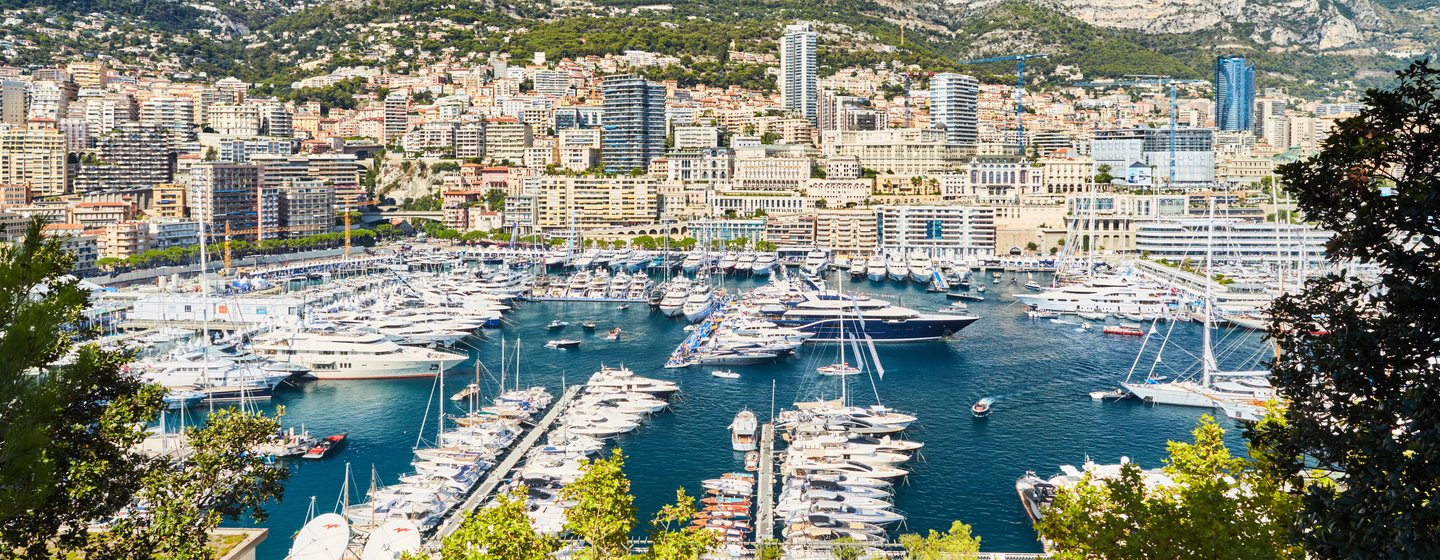 Yachts in Port Hercules at Monaco Yacht Show