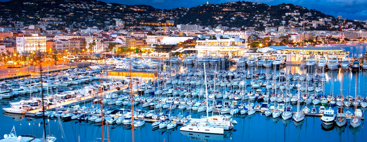 Cannes harbour at night