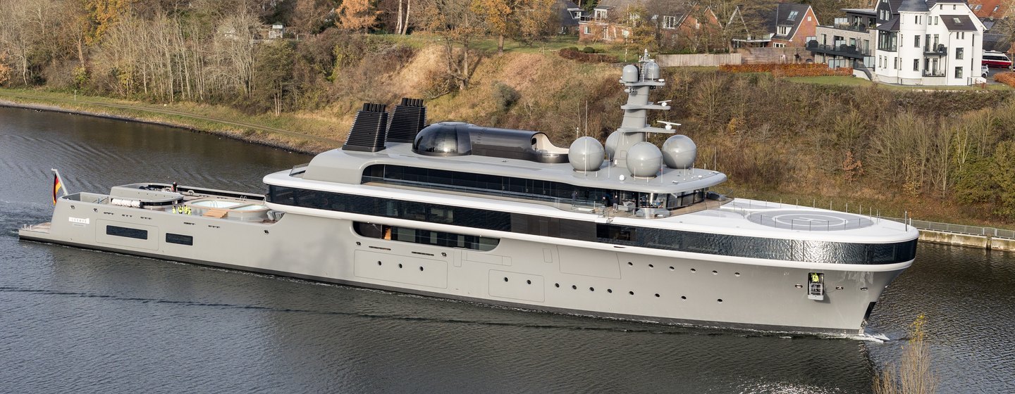 Superyacht Project Cosmos under way on sea trials 