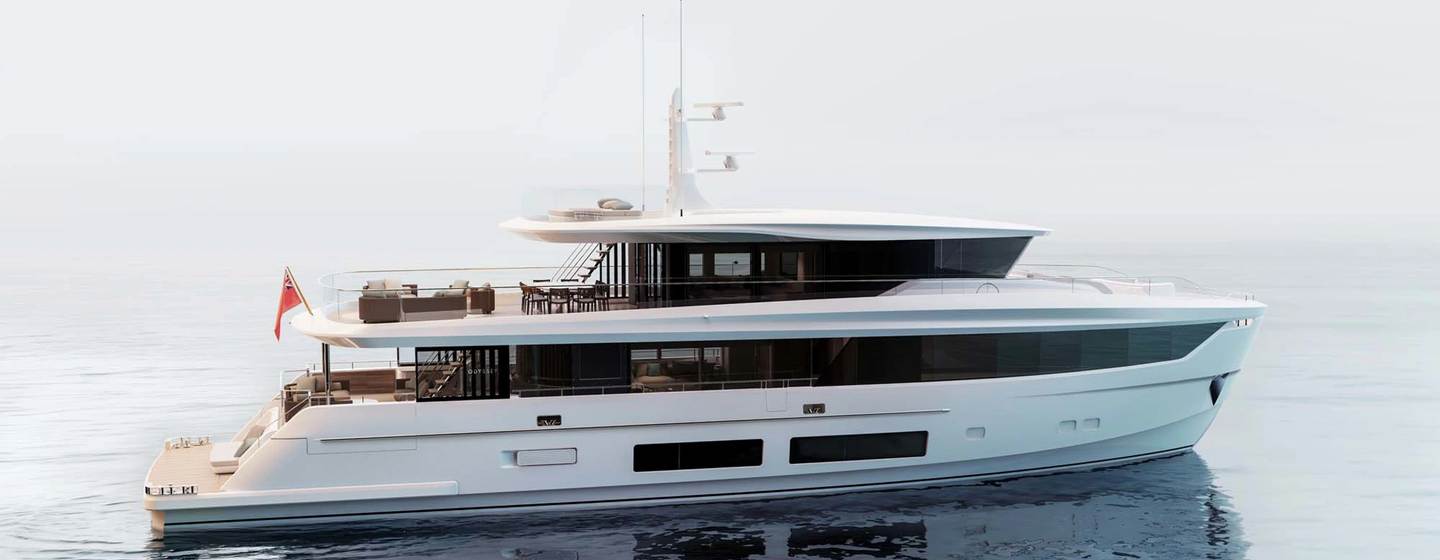  Princess motor yacht Odyssey 108 at anchor side view 
