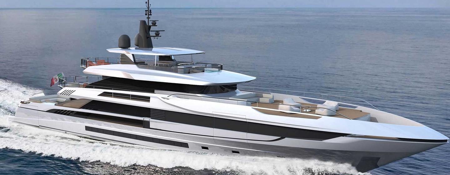Rendering of Mangusta Oceano 50 motor yacht under way 