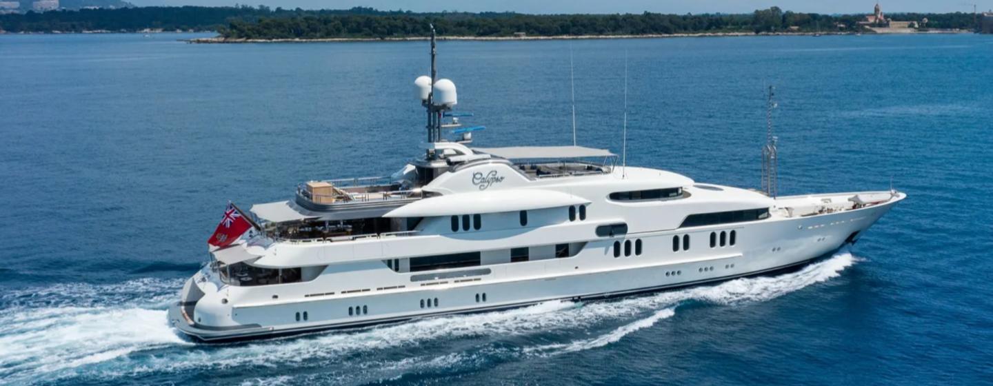 Amels superyacht Calypso underway side view 