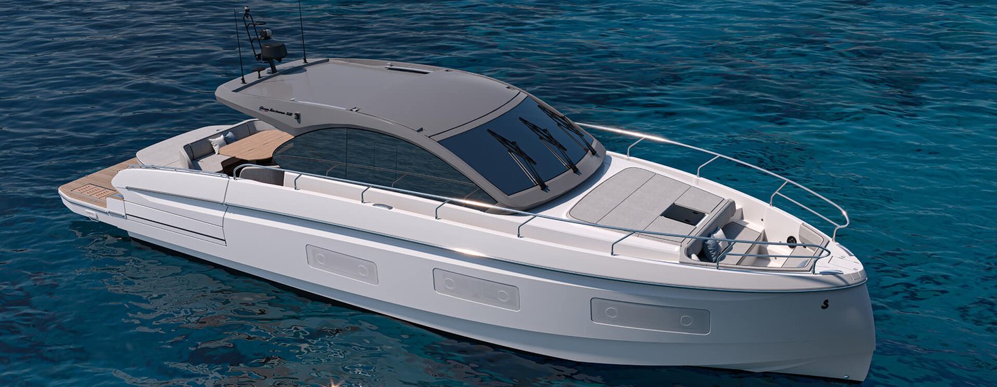 Rendering of Beneteau Gran Turismo 50 boat at anchor 