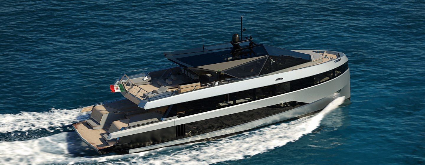 WHY200 superyacht moving on water