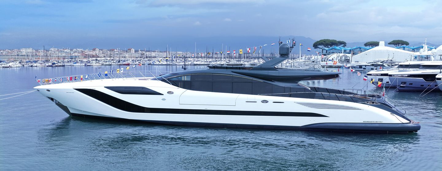Fourth Mangusta 165 REV motor yacht at launch ceremony in Italy