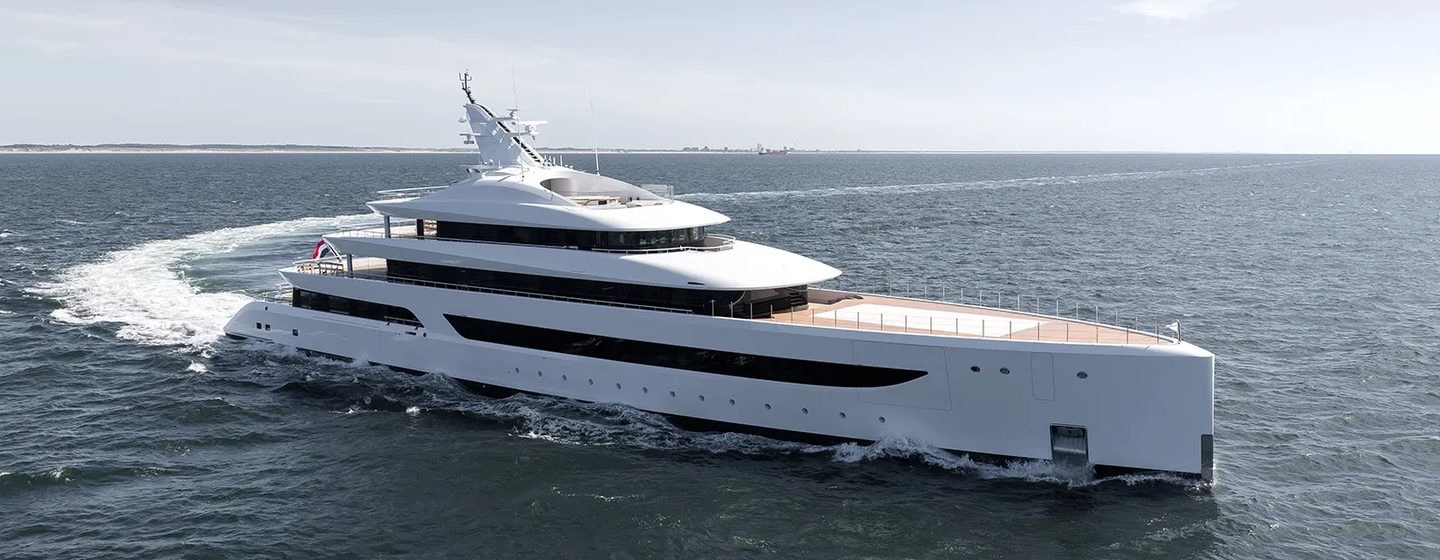 Feadship superyacht Milky Way underway side view 