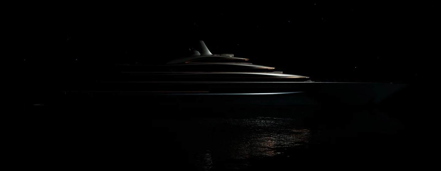 Lürssen Project M Superyacht sketch in darkness