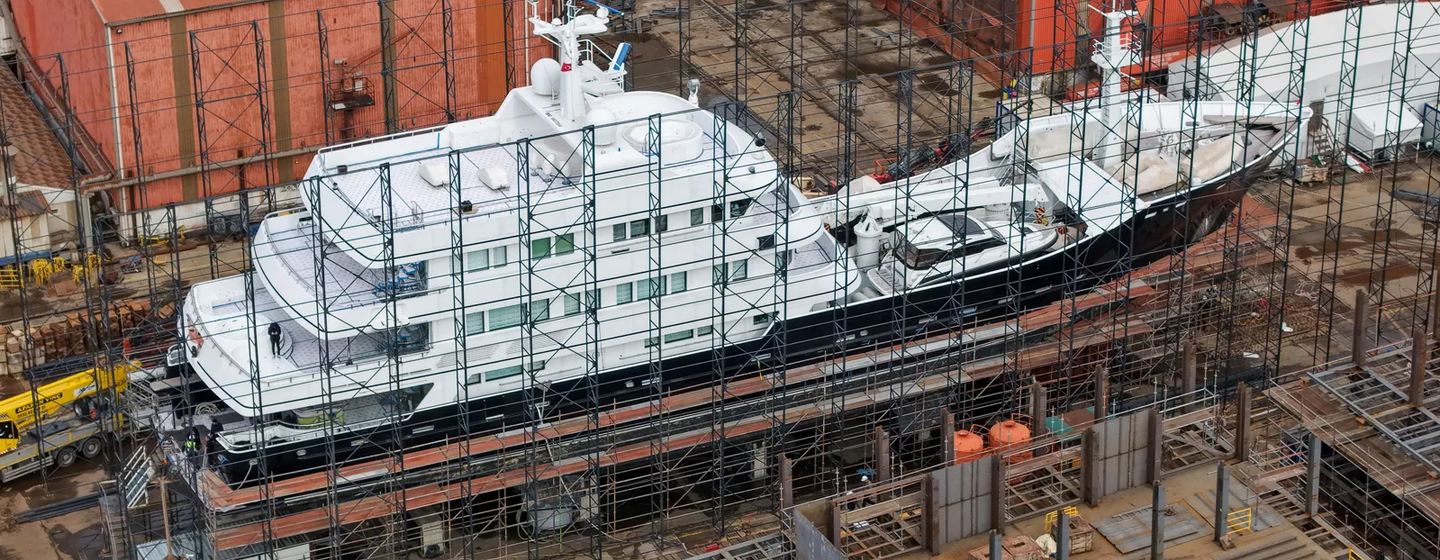 Expedition Yacht Grand Rusalina in Reviva refit yard 