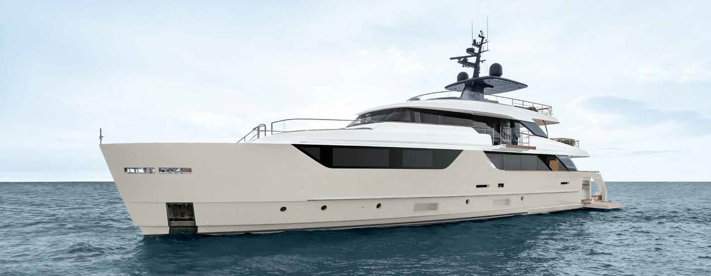 Sanlorenzo SD118/ 175 superyacht at anchor bow view