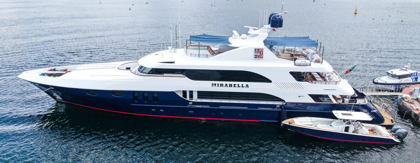 Trinity Superyacht Mirabella docked post refit next to tender 