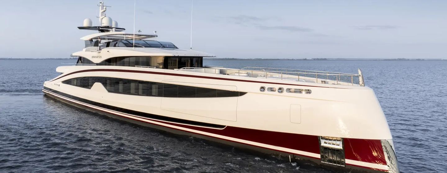 Superyacht Sparta stationary on water 