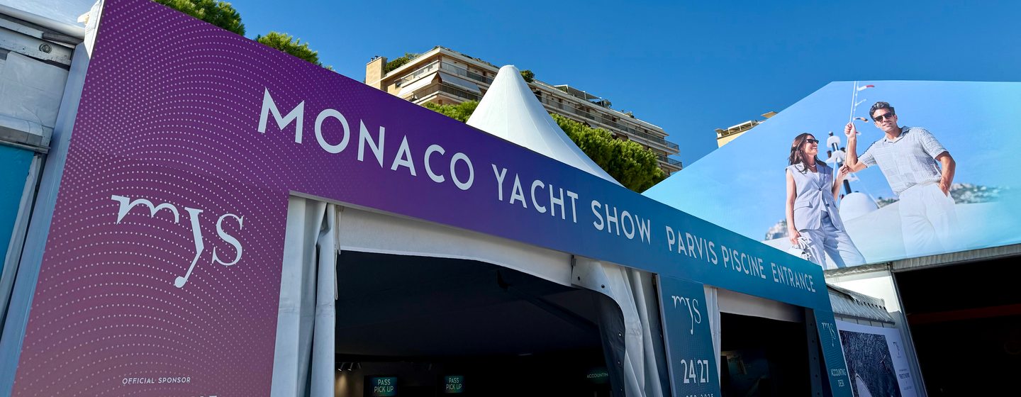 Monaco yacht show 2025 entrance sign 