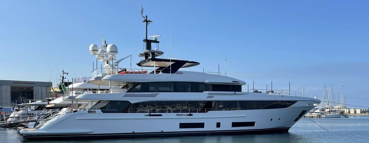 Benetti yacht Lumina at anchor side view 