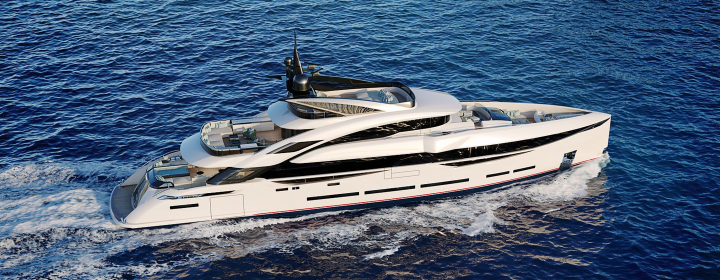 Rendering of ISA Yachts 45GT on water