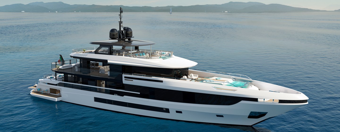 CGI of Mangusta Oceano 44 on water