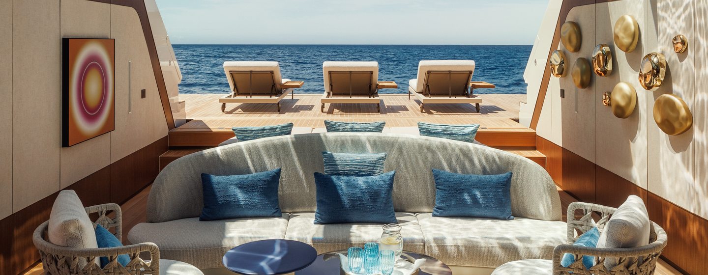 Sanlorenzo superyacht Silver Fox beach club lounge 