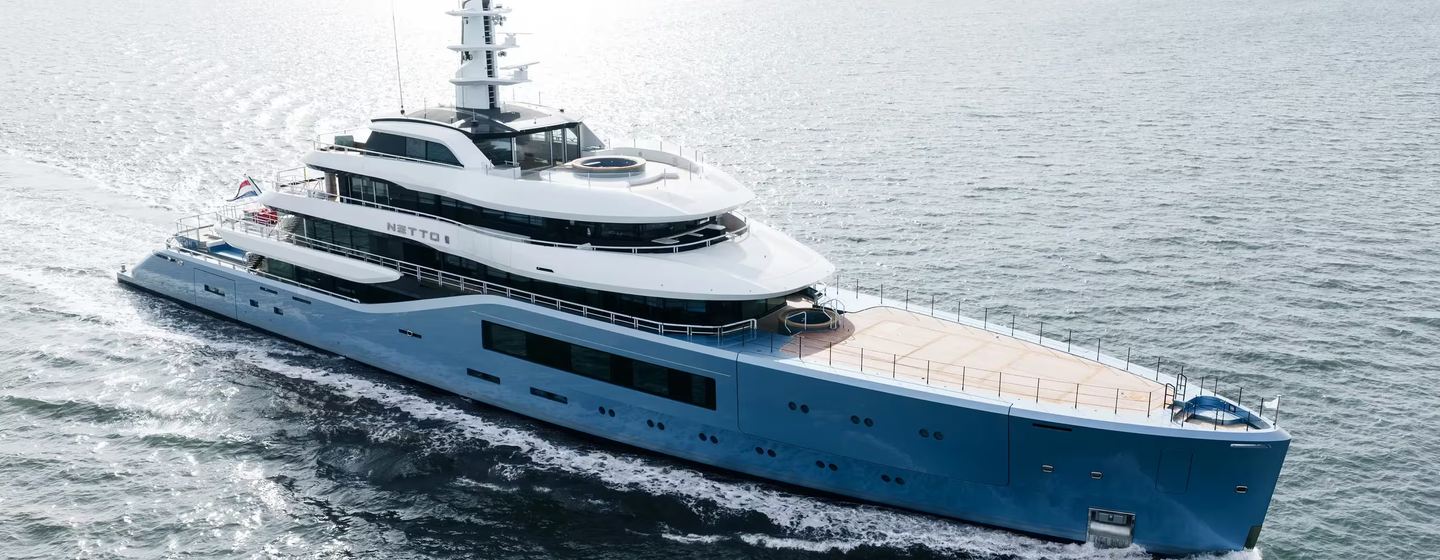 Amels 80 Superyacht Netto II under way on sea trials 