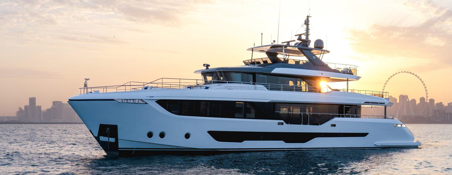 Majesty 112 Terrace motor yacht at anchor 