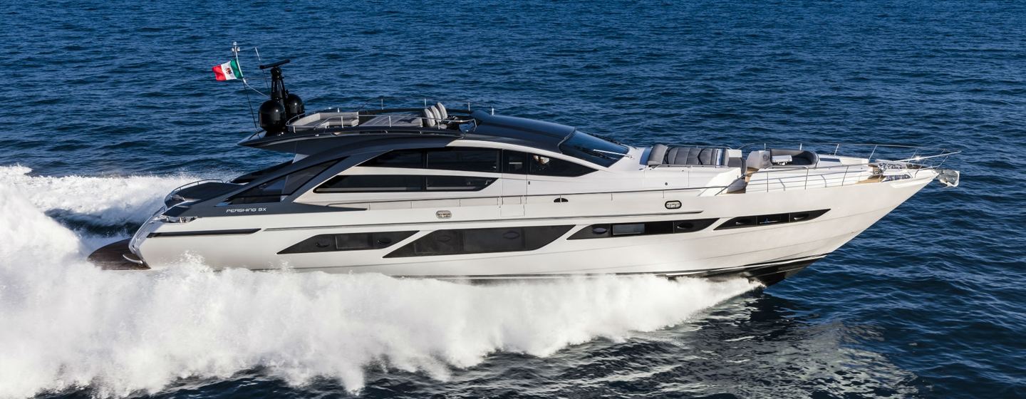  Pershing motor yacht Queen B Sport underway side view 