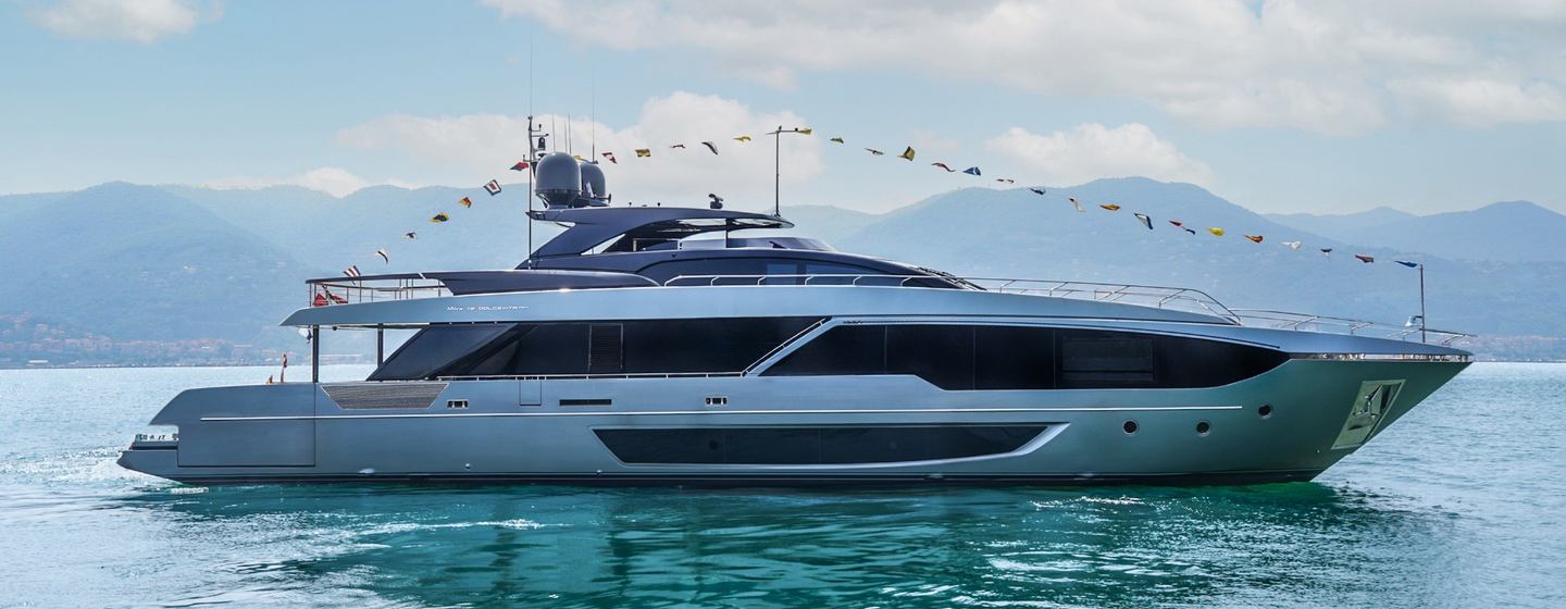 First Riva 112 DolceVita Super motor yacht at launch