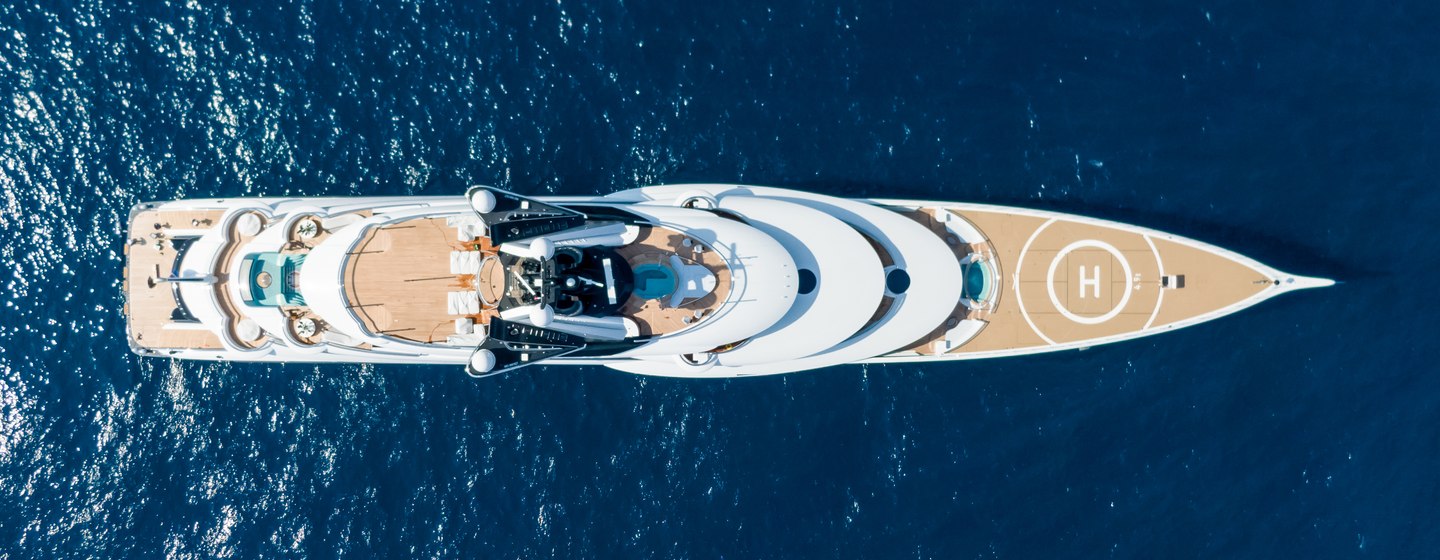 Aerial view of superyacht KISMET by Lurssen