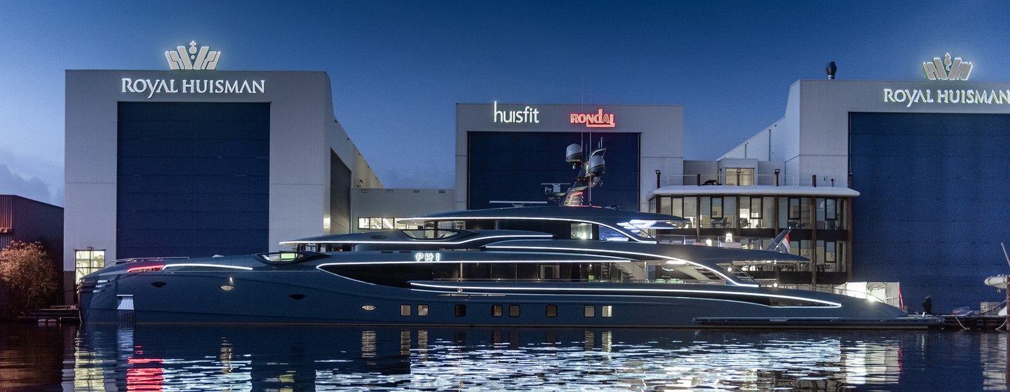 Record-breaking superyacht PHI delivered with laser light display photo 1