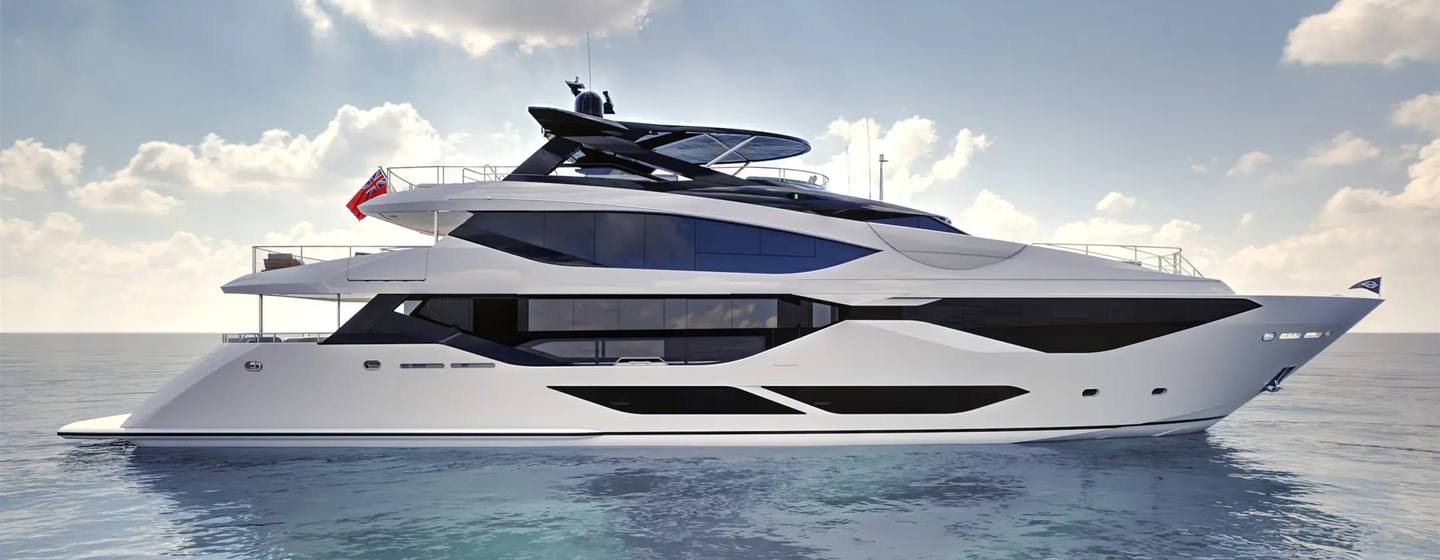 Rendering of Sunseeker 134 Superyacht at anchor 