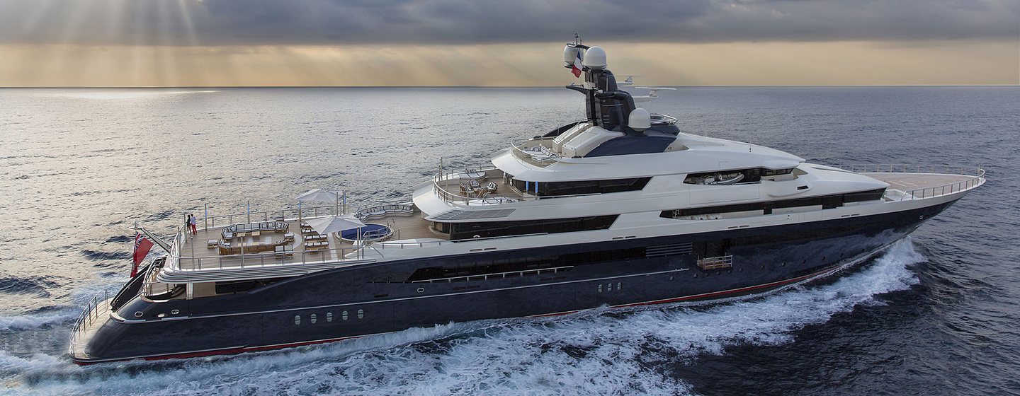 Oceanco superyacht Draak underway side view 