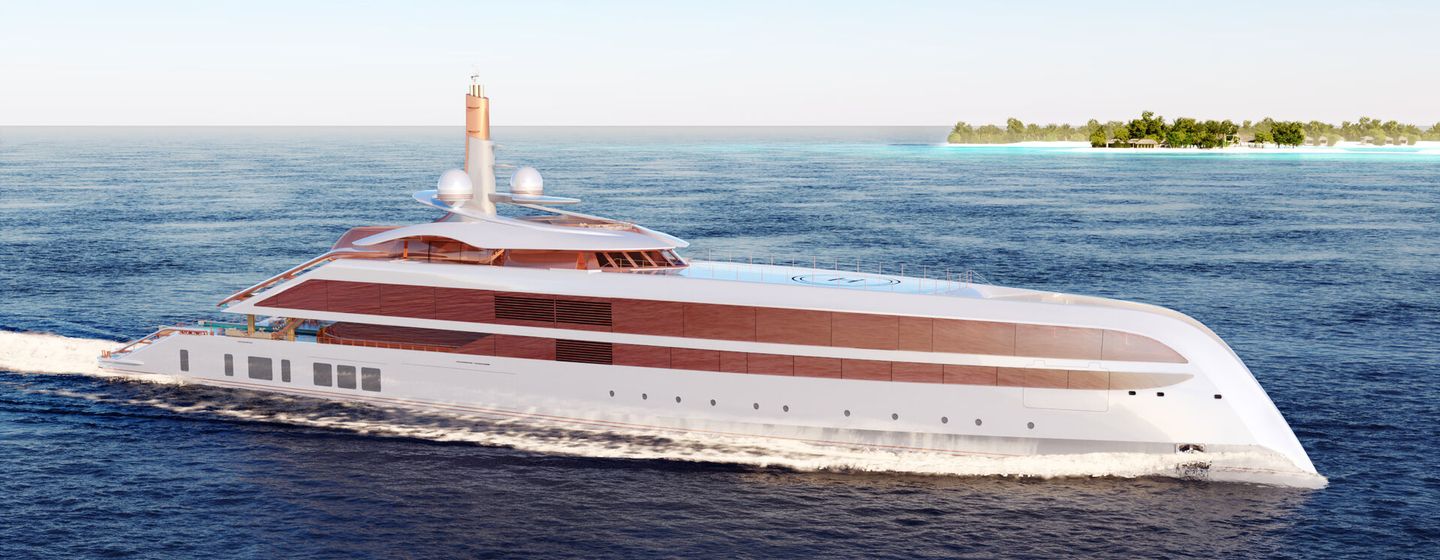 Rendering of Superyacht Project ELF under way 