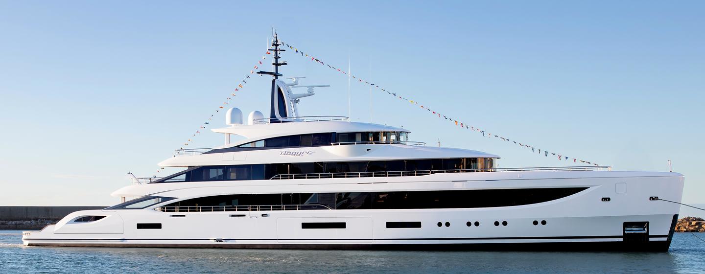  Benetti B.Now 67M Oasis superyacht Dagger at launch ceremony