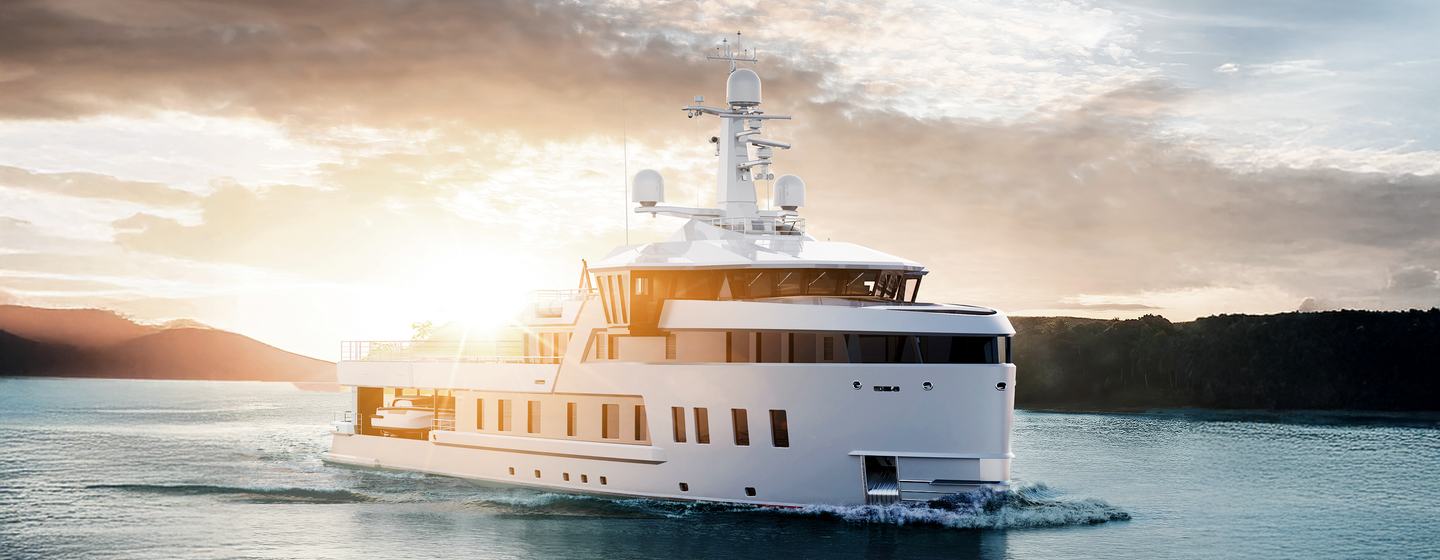 Damen Xplorer 60 expedition yacht rendering under way 