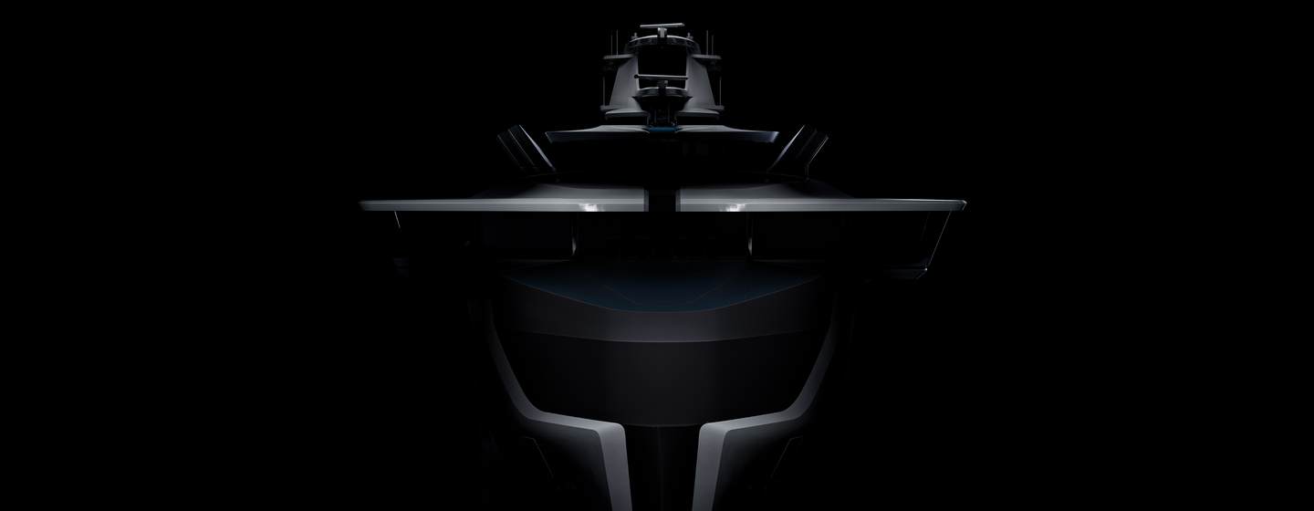 Black and white sketch of Oceanco Project Y727 superyacht