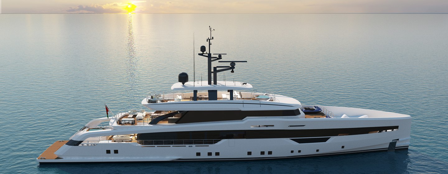 CRN 142 superyacht rendering on water